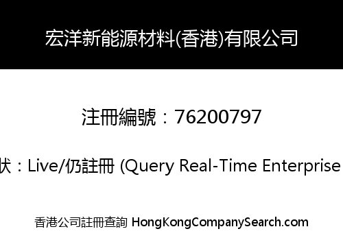 Hongyang New Energy Materials (Hong Kong) Co., Limited
