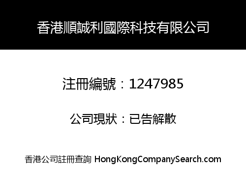 HK SHUN CHENG LI INTERNATIONAL TECHNOLOGY CO., LIMITED