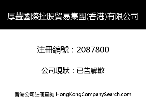 THICK FUNG INTERNATIONAL HOLDINGS TRADING GROUP (HK) CO., LIMITED