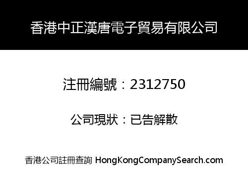 HONGKONG ZHONG ZHENG HAN TANG ELECTRONICS TRADE CO., LIMITED