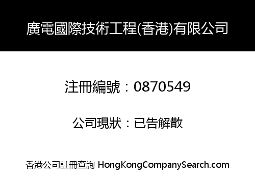 WIDELY ELECTRICITY INTERNATIONAL TECHNOLOGY ENGINEERING (HONG KONG) CO., LIMITED