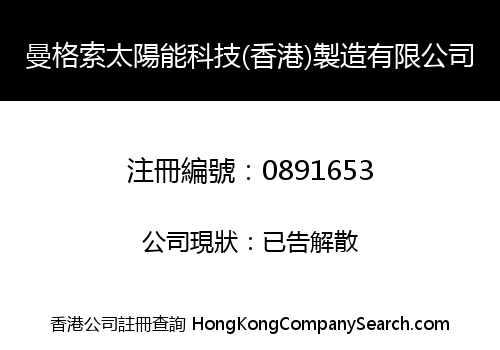 MEGASOL SOLAR TECHNOLOGY (HK) MANUFACTORY COMPANY LIMITED