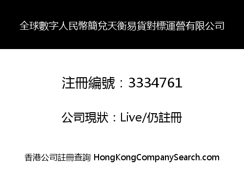 Global number RMB Jiandu Tianheng Barter Benchmarking Operation Limited