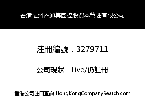 Hong Kong Hengzhou Ruitong Group Holding Capital Management Co., Limited