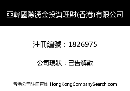 YAHAN INTERNATIONAL YONGJIN FINANCE & INVESTMENT (HONG KONG) LIMITED