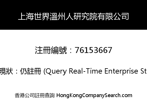 Shanghai World Wenzhou People Research Institute Co., Limited
