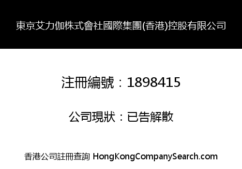 TOKYO AILIJIA CORPORATION INT'L GROUP (HK) HOLDINGS LIMITED