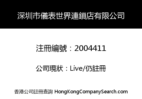 Shenzhen Instrument World Chain Shop Co., Limited