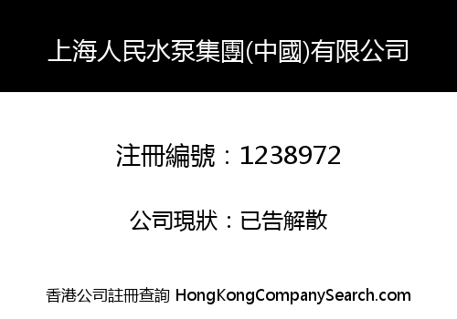 SHANGHAI PEOPLE WATER PUMP GROUP (CHINA) LIMITED