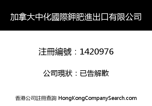 CANADA ZHONGHUA INT'L POTASH IMPORT & EXPORT LIMITED