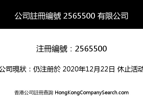 Company Registration Number 2565500 Limited