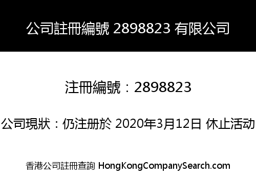 Company Registration Number 2898823 Limited