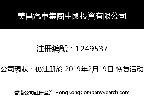 DCH AUTO GROUP (USA) SINO INVESTMENTS LIMITED