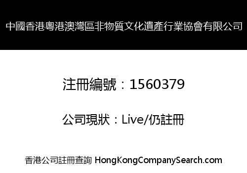 中國香港粵港澳灣區非物質文化遺產行業協會有限公司