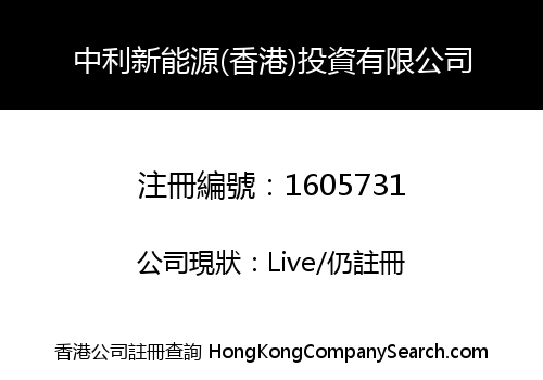 Zhongli New Energy (Hong Kong) Investment Limited