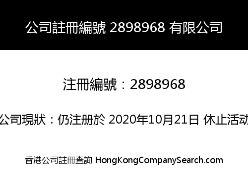 Company Registration Number 2898968 Limited